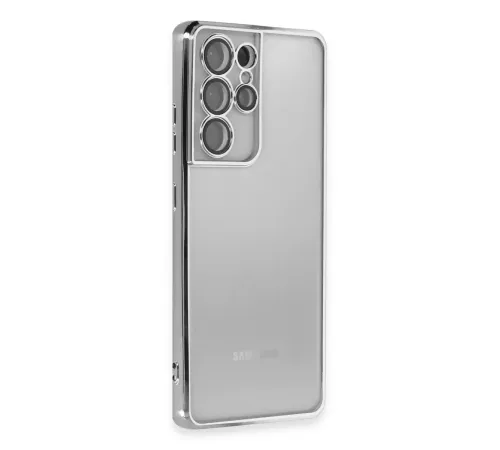 Samsung Galaxy S21 Ultra Kılıf Lensli Silikon - Gümüş