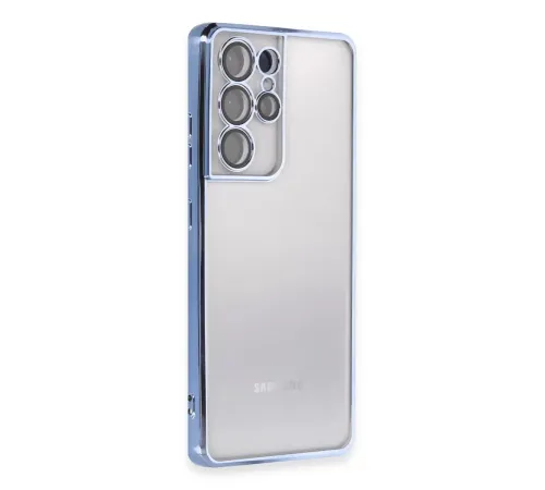 Samsung Galaxy S21 Ultra Kılıf Lensli Silikon - Açık Mavi