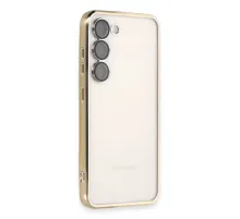 Samsung Galaxy S23 Kılıf Lensli Silikon - Gold
