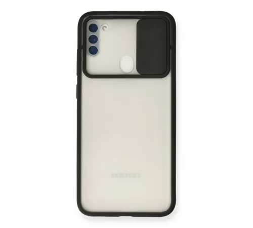 Samsung Galaxy A11 Kılıf Palm Buzlu Kamera Sürgülü Silikon - Siyah