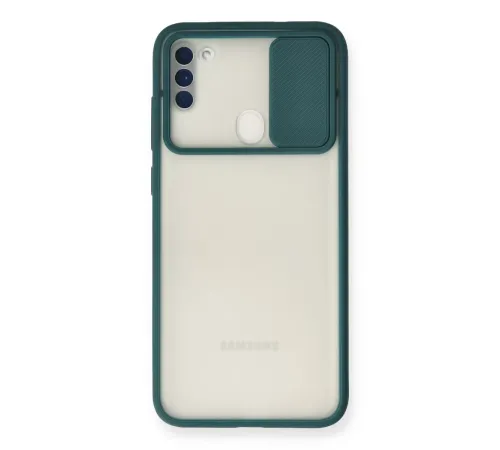 Samsung Galaxy A11 Kılıf Palm Buzlu Kamera Sürgülü Silikon - Yeşil