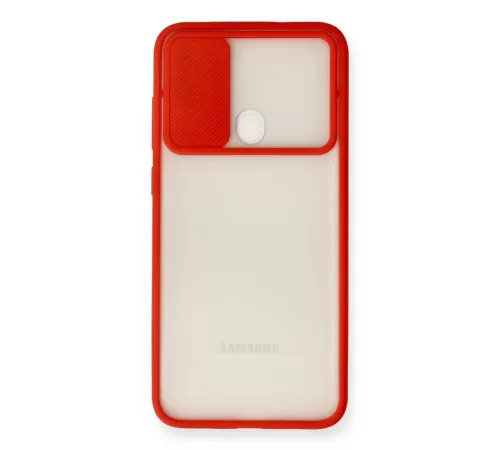 Samsung Galaxy A11 Kılıf Palm Buzlu Kamera Sürgülü Silikon - Kırmızı