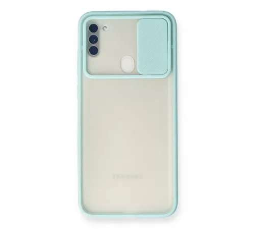 Samsung Galaxy A11 Kılıf Palm Buzlu Kamera Sürgülü Silikon - Turkuaz