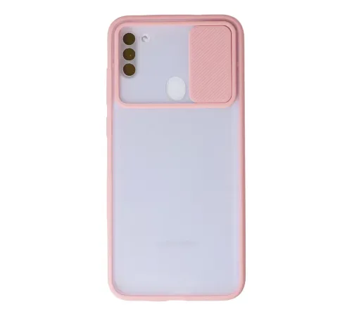 Samsung Galaxy A11 Kılıf Palm Buzlu Kamera Sürgülü Silikon - Pembe