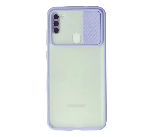 Samsung Galaxy A11 Kılıf Palm Buzlu Kamera Sürgülü Silikon - Lila