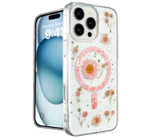 Apple iPhone 16 Pro Max Kılıf Daisy Simli Magsafe Kapak - Pembe