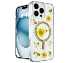 Apple iPhone 16 Pro Max Kılıf Daisy Simli Magsafe Kapak - Gold