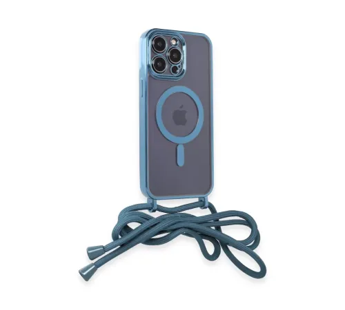 Apple iPhone 13 Pro Max Kılıf Divo Lazer Askılı Magsafe Kapak - Sierra Blue