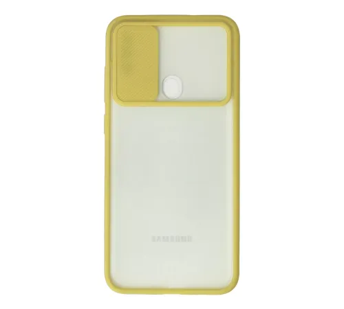Samsung Galaxy A11 Kılıf Palm Buzlu Kamera Sürgülü Silikon - Sarı