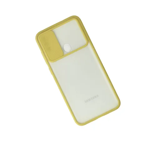 Samsung Galaxy A11 Kılıf Palm Buzlu Kamera Sürgülü Silikon - Sarı