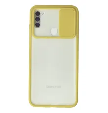 Samsung Galaxy A11 Kılıf Palm Buzlu Kamera Sürgülü Silikon - Sarı