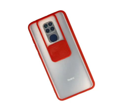 Xiaomi Redmi Note 9 Kılıf Palm Buzlu Kamera Sürgülü Silikon - Kırmızı