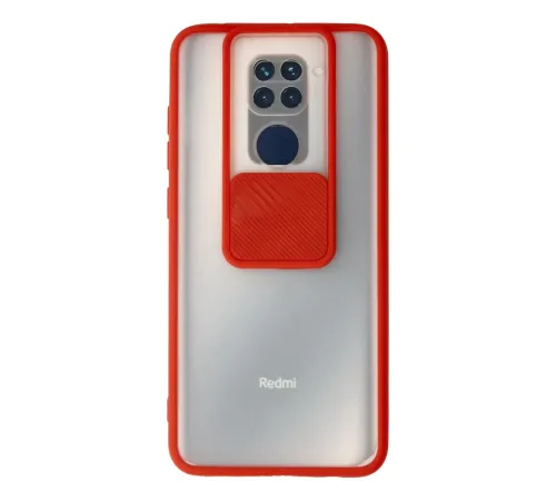 Xiaomi Redmi Note 9 Kılıf Palm Buzlu Kamera Sürgülü Silikon - Kırmızı