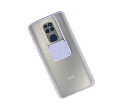 Xiaomi Redmi Note 9 Kılıf Palm Buzlu Kamera Sürgülü Silikon - Lila
