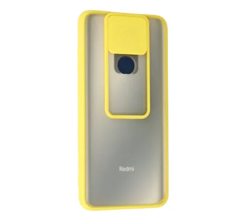 Xiaomi Redmi Note 9 Kılıf Palm Buzlu Kamera Sürgülü Silikon - Sarı