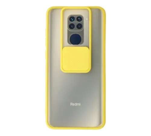 Xiaomi Redmi Note 9 Kılıf Palm Buzlu Kamera Sürgülü Silikon - Sarı