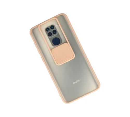 Xiaomi Redmi Note 9 Kılıf Palm Buzlu Kamera Sürgülü Silikon - Pembe
