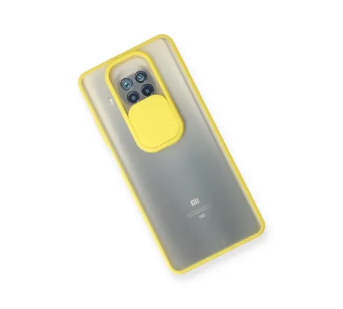 Xiaomi Mi 10T Lite Kılıf Palm Buzlu Kamera Sürgülü Silikon - Sarı