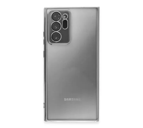 Samsung Galaxy Note 20 Ultra Kılıf Lensli Silikon - Gümüş