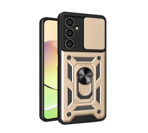 Samsung Galaxy A25 5G Kılıf Pars Lens Yüzüklü Silikon - Gold