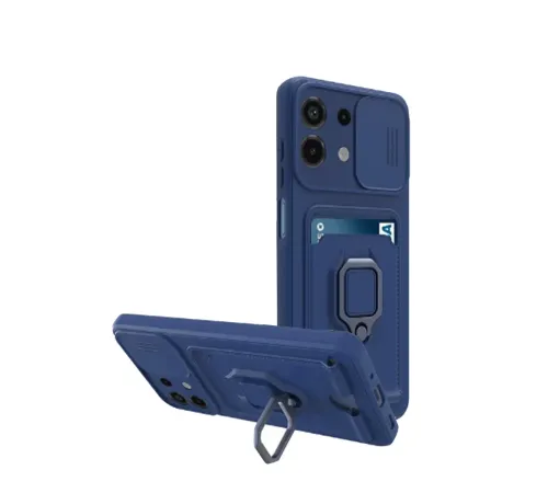 Xiaomi Redmi Note 13 4G Kılıf Zuma Kartvizitli Yüzüklü Silikon - Lacivert