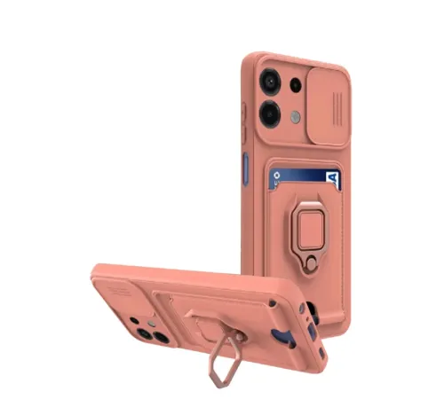 Xiaomi Redmi Note 13 4G Kılıf Zuma Kartvizitli Yüzüklü Silikon - Pembe