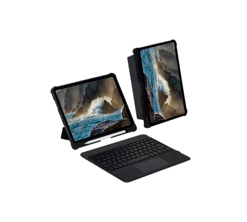Apple T5209D iPad Pro 12.9 (2021) Kılıf İnter Ledli Klavyeli Tablet Kılıfı - Siyah