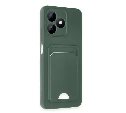 Realme Note 50 4G Kılıf Kelvin Kartvizitli Silikon - Koyu Yeşil