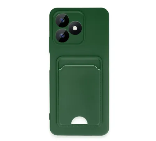 Realme Note 50 4G Kılıf Kelvin Kartvizitli Silikon - Koyu Yeşil