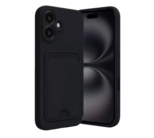 Apple iPhone 16 Kılıf Kelvin Kartvizitli Silikon - Siyah