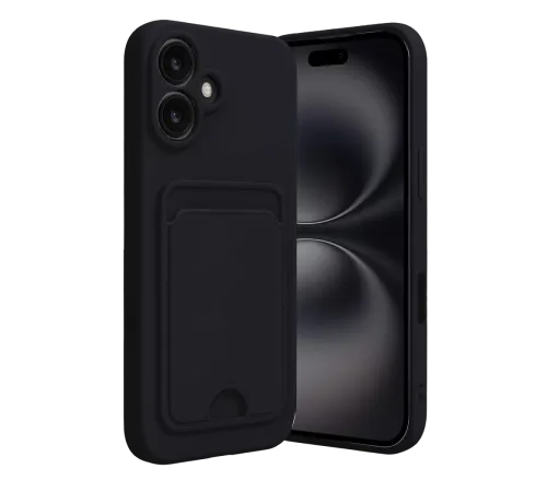 Apple iPhone 16 Kılıf Kelvin Kartvizitli Silikon - Siyah