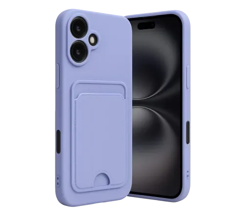 Apple iPhone 16 Kılıf Kelvin Kartvizitli Silikon - Lila