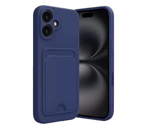 Apple iPhone 16 Kılıf Kelvin Kartvizitli Silikon - Lacivert