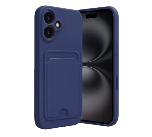 Apple iPhone 16 Kılıf Kelvin Kartvizitli Silikon - Lacivert