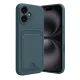 Apple iPhone 16 Kılıf Kelvin Kartvizitli Silikon - Koyu Yeşil
