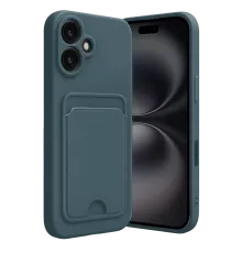 Apple iPhone 16 Kılıf Kelvin Kartvizitli Silikon - Koyu Yeşil