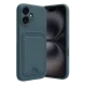 Apple iPhone 16 Kılıf Kelvin Kartvizitli Silikon - Koyu Yeşil