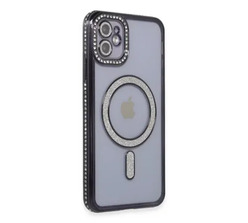 Apple iPhone 11 Kılıf Joke Simli Magneticsafe Kılıf - Siyah