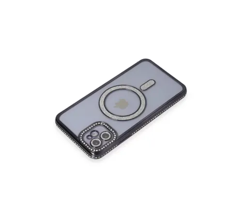 Apple iPhone 11 Kılıf Joke Simli Magneticsafe Kılıf - Siyah