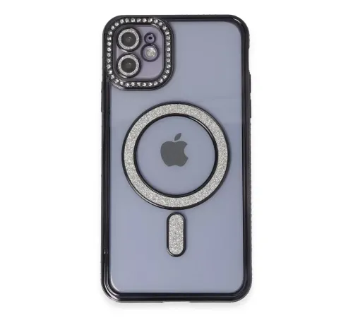 Apple iPhone 11 Kılıf Joke Simli Magneticsafe Kılıf - Siyah