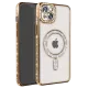 Apple iPhone 14 Kılıf Joke Simli Magneticsafe Kılıf - Gold