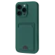 Apple iPhone 16 Pro Kılıf Kelvin Kartvizitli Silikon - Koyu Yeşil