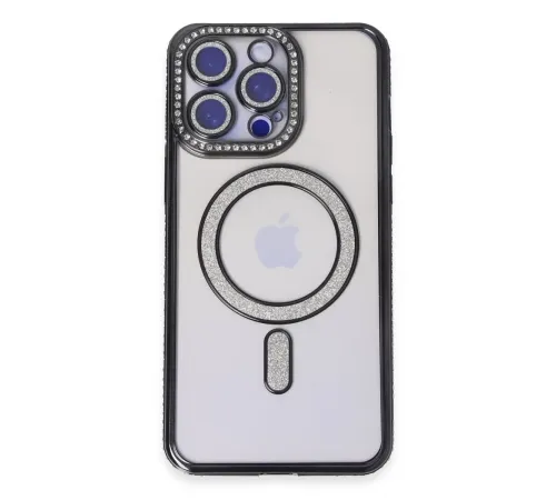 Apple iPhone 14 Pro Kılıf Joke Simli Magneticsafe Kılıf - Siyah