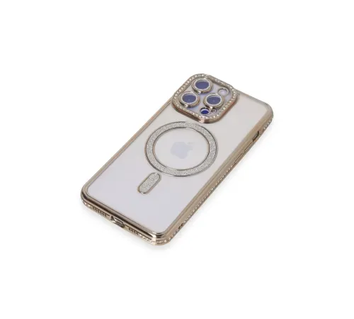 Apple iPhone 14 Pro Kılıf Joke Simli Magneticsafe Kılıf - Gold