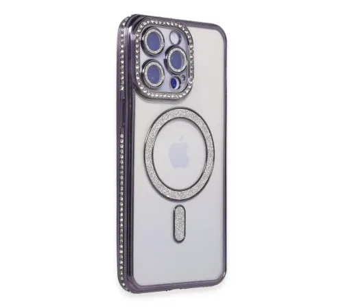 Apple iPhone 14 Pro Kılıf Joke Simli Magneticsafe Kılıf - Derin Mor