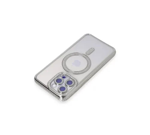 Apple iPhone 14 Pro Kılıf Joke Simli Magneticsafe Kılıf - Gümüş