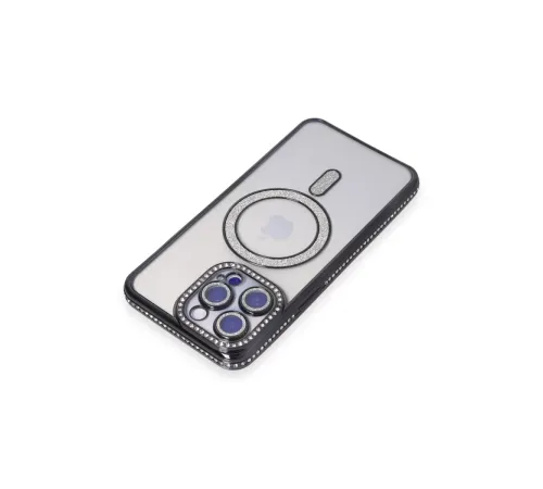 Apple iPhone 14 Pro Max Kılıf Joke Simli Magneticsafe Kılıf - Siyah