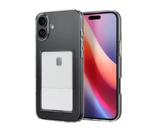 Apple iPhone 16 Kılıf Kart Şeffaf Silikon - Şeffaf