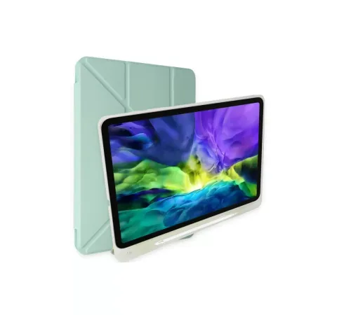Samsung Galaxy T737 Tab S7 FE 12.4 Kılıf Kalemlikli Mars Tablet Kılıfı - Açık Yeşil
