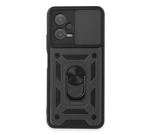 Xiaomi Redmi Note 12 5G Kılıf Pars Lens Yüzüklü Silikon - Siyah